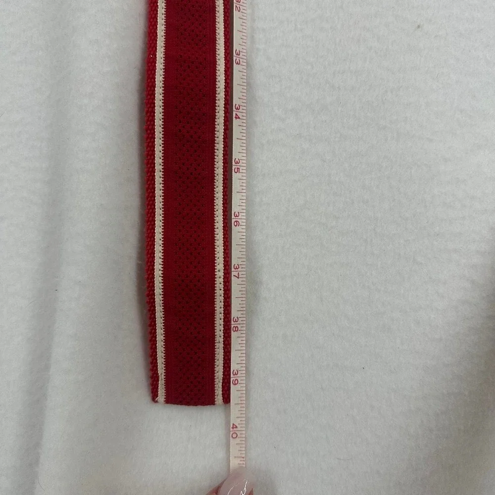 Vintage Red White Stripe Double Ring Belt Adjustable Waist Belt Retro